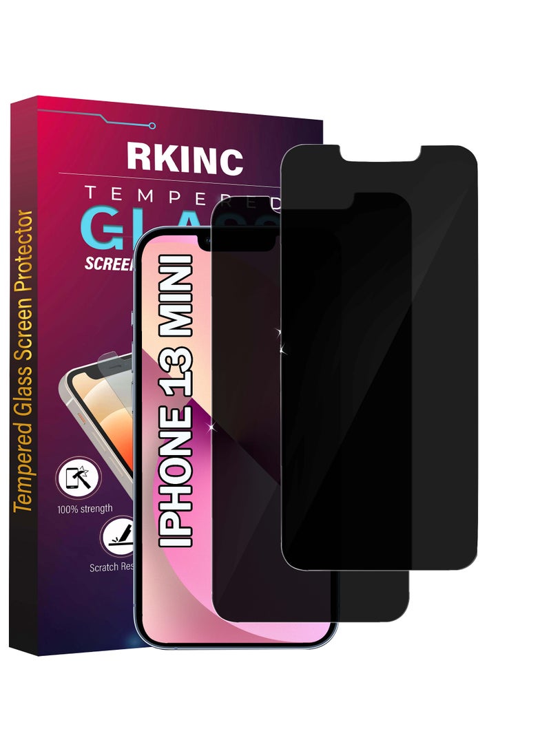 RKINC Screen Protector [2-Pack] for iPhone 13 Mini, Privacy Tempered Glass Film Screen Protector, [Anti Spy][Anti-Scratch][Bubble-Free] - Image 1